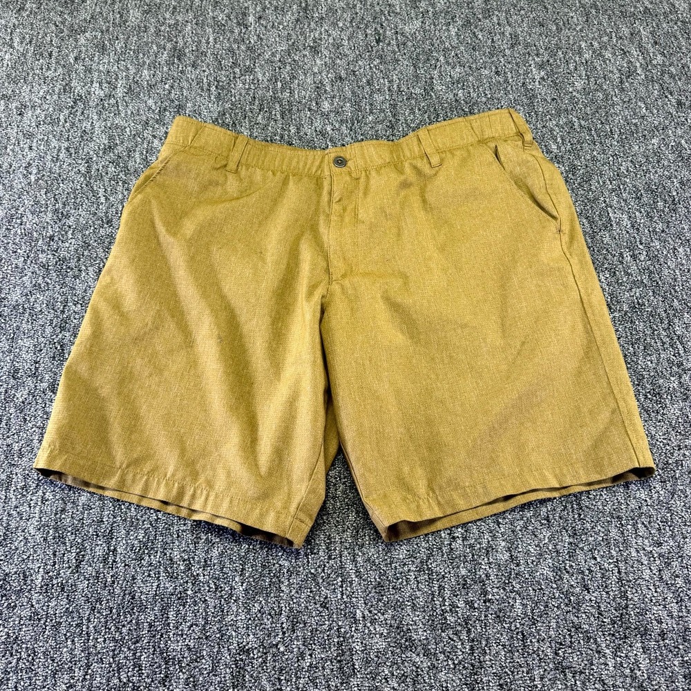 Swiss Tech Performance Golf Shorts Men 40 Brown Mesh Lined Flat Front Zip Pocket